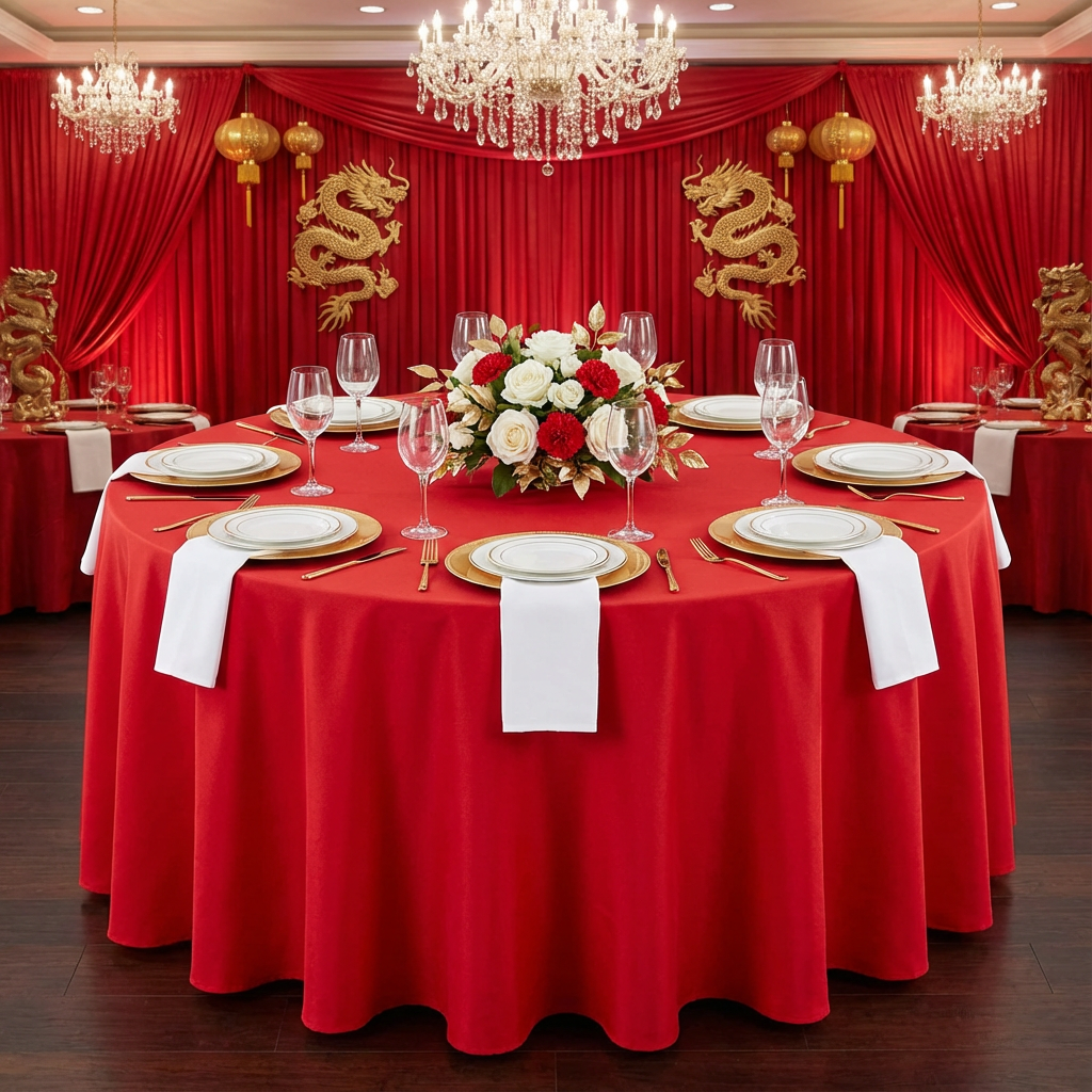 Polyester Round Tablecloth with Seamless Design