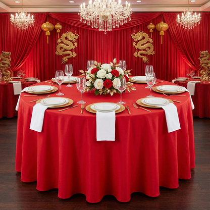 Polyester Round Tablecloth with Seamless Design