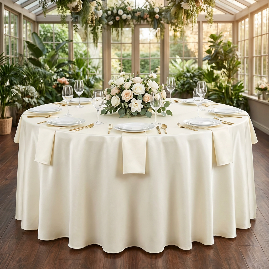 Lamour Satin Round Tablecloth with Seamless Finish