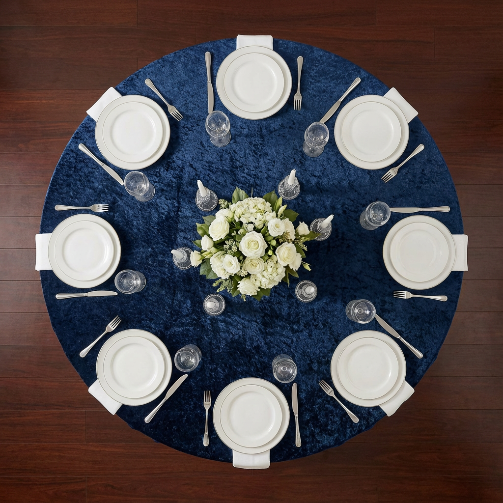 Velvet Round Tablecloth with Soft Texture and Seam Design