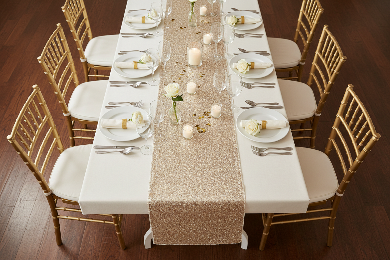 Glitz Sequin Table Runner - Champagne