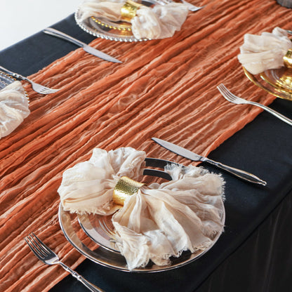 Cheesecloth Table Runner with Crinkled Gauze Fabric