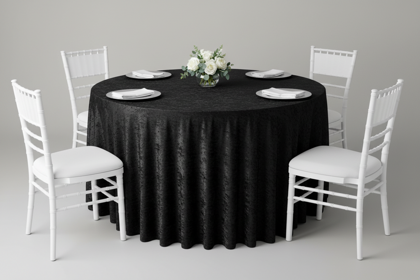 Velvet Round Tablecloth with Soft Texture and Seam Design