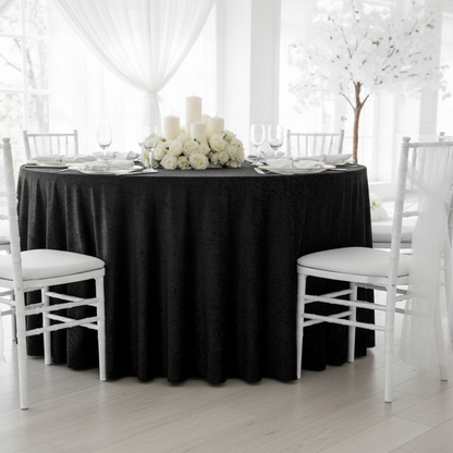 Velvet Round Tablecloth with Soft Texture and Seam Design