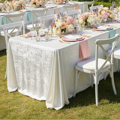 Velvet Rectangular Tablecloth with Seamless Design Floor Length Drop