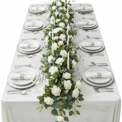 Velvet Rectangular Tablecloth with Seamless Design Floor Length Drop