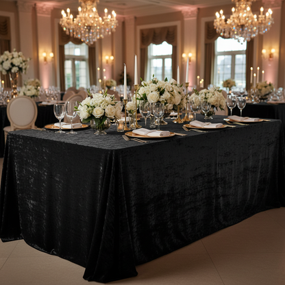 Rectangular Velvet Tablecloth with Full Floor Length Drop