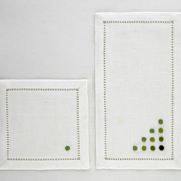 Embroidered "Poi" Linen Coaster and Cocktail Napkin Set - Set of Six