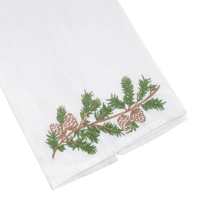 Embroidered Pine Swag Hand Towels