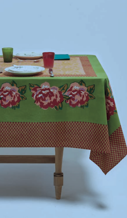 Double Peonia Acid Green Tablecloth