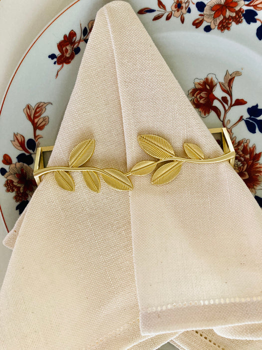 Napkin Wrap "Leaves" Matte Gold - Set of Four
