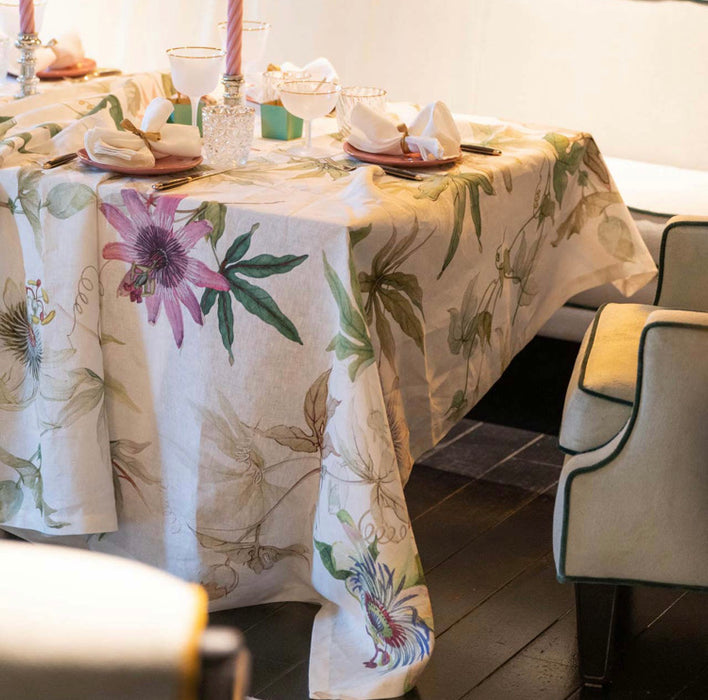 Linen Tablecloth - Passionflower "Passiflora"