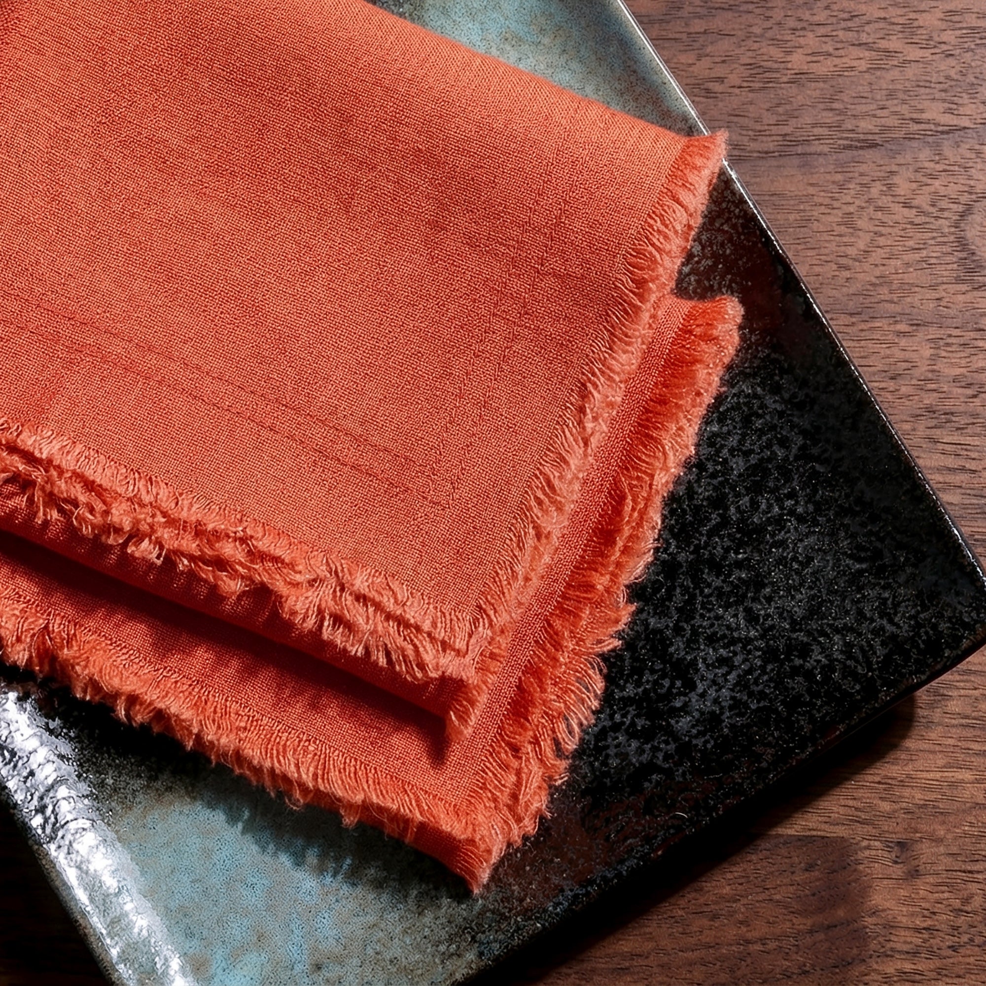 Fringed Linen Napkins with Raw Edge Natural Fabric Design - Image 4