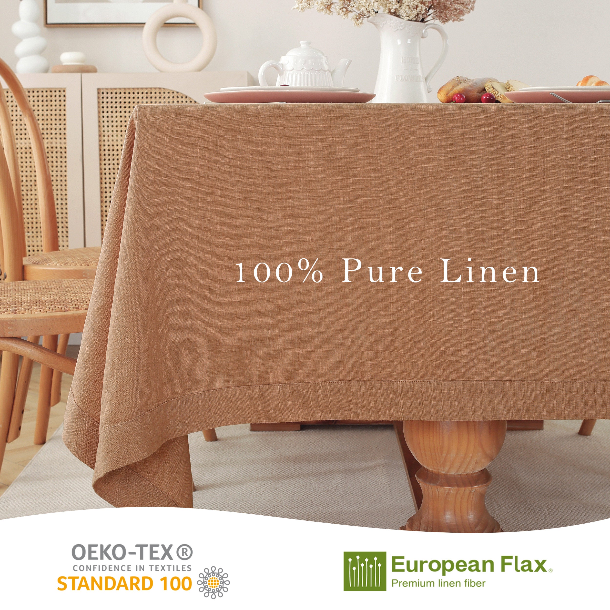 Square Linen Tablecloth Made from Pure Linen Fabric - Image 5