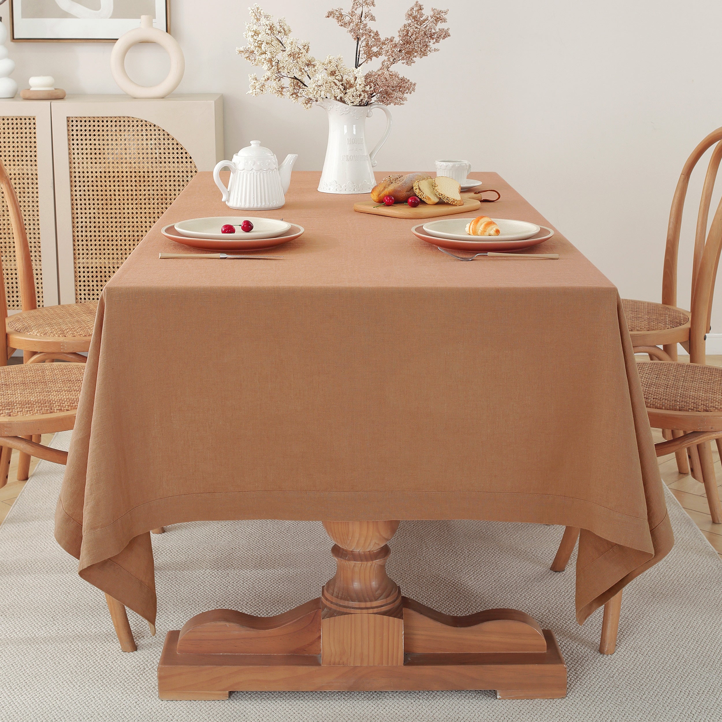 Square Linen Tablecloth Made from Pure Linen Fabric