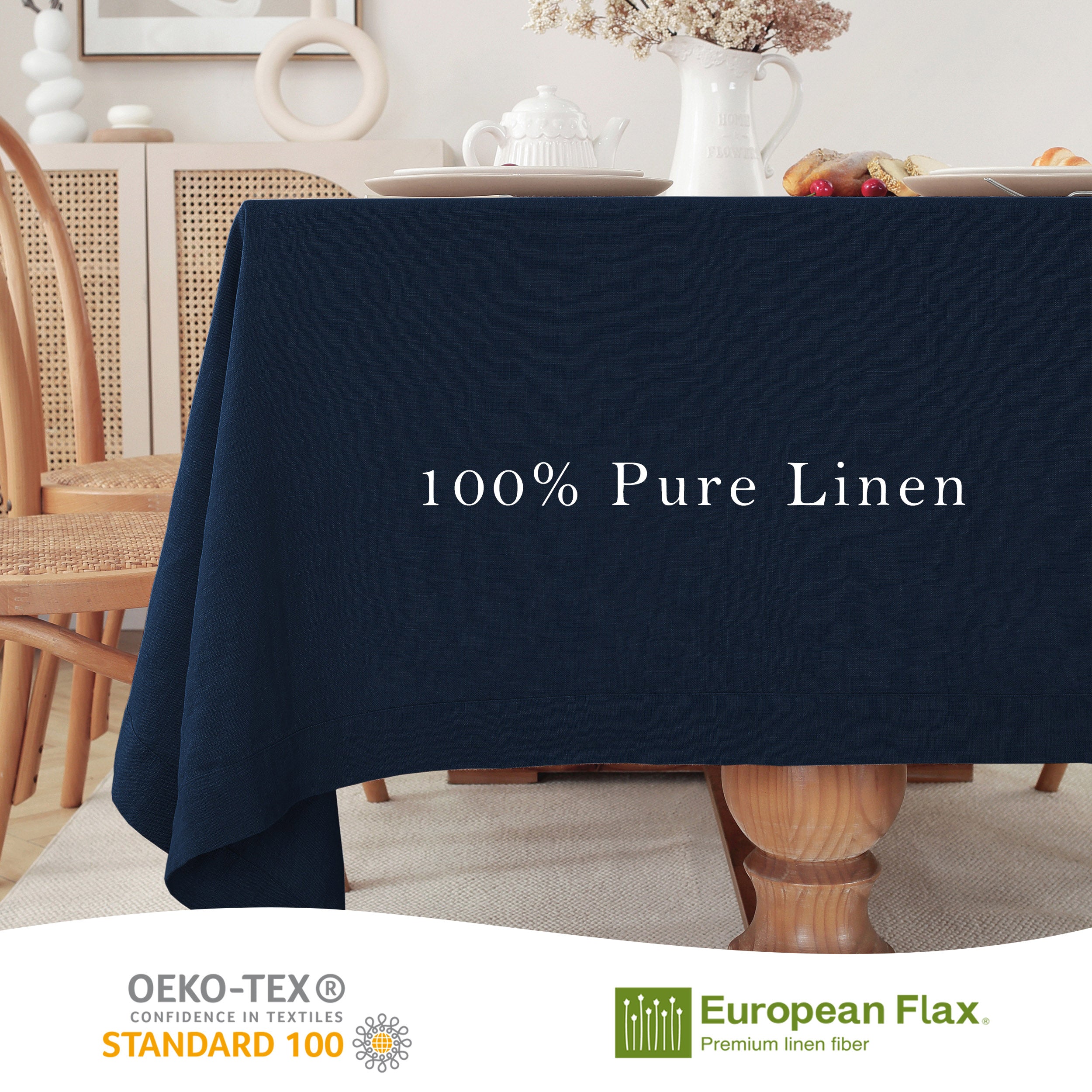 Square Linen Tablecloth Made from Pure Linen Fabric - Image 11