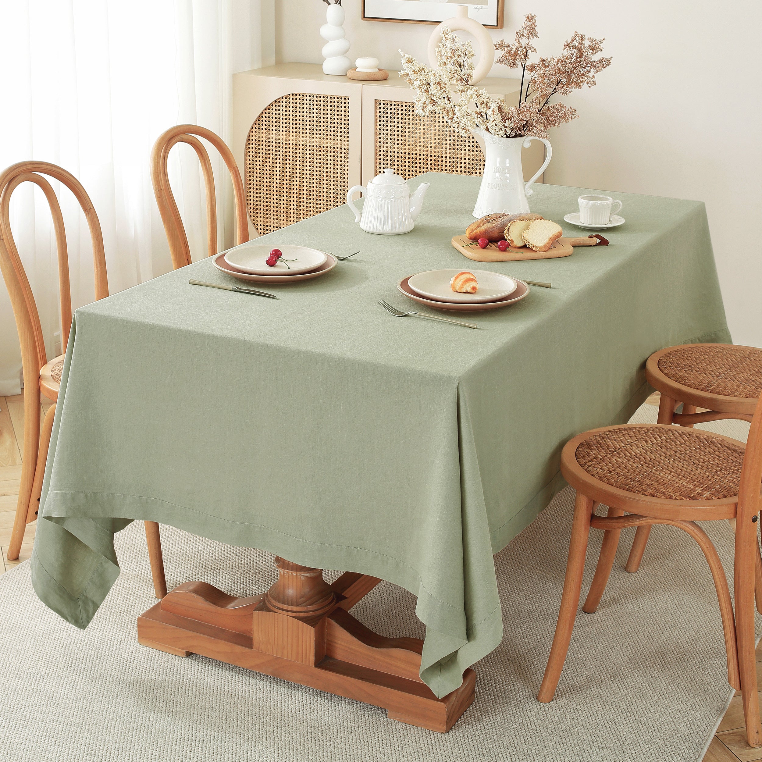 Square Linen Tablecloth Made from Pure Linen Fabric - Image 14