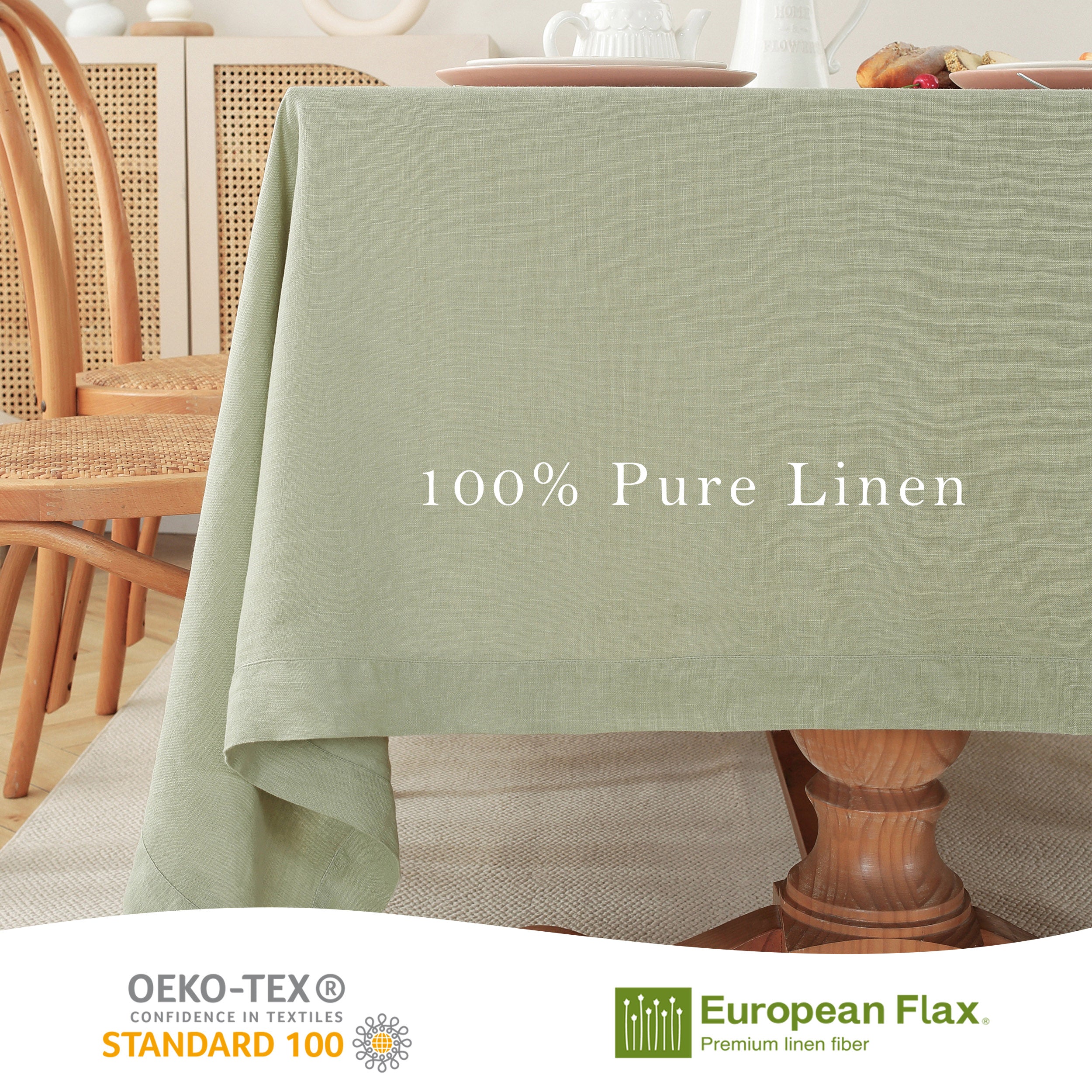 Square Linen Tablecloth Made from Pure Linen Fabric - Image 16