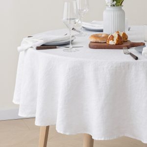 Round Linen Tablecloth Made from Pure Linen Fabric