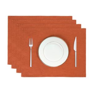 Alternative view of Linen Placemats Set with Natural Fabric and Table Protection