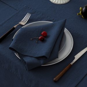 French Linen Napkins Set with Natural Fabric Design