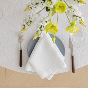 French Linen Napkins Set with Natural Fabric Design