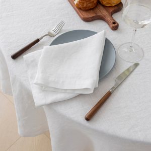 Alternative view of French Linen Napkins Set with Natural Fabric Design