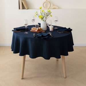 Alternative view of Round Linen Tablecloth Made from Pure Linen