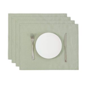 Alternative view of Linen Placemats Set with Natural Fabric and Table Protection