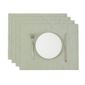 Alternative view of Linen Placemats Set with Natural Fabric and Table Protection