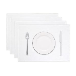 Alternative view of Linen Placemats Set with Natural Fabric and Table Protection